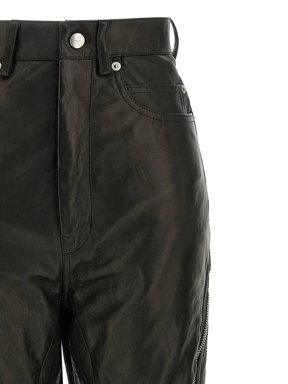 Rick Owens Black Leather Pants - 25