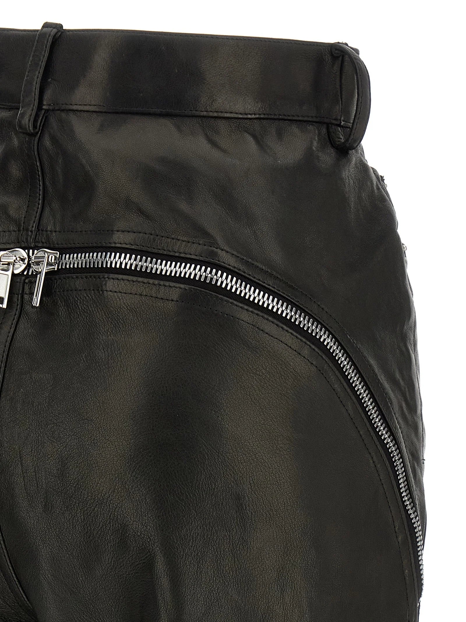 Rick Owens Black Leather Pants - 25