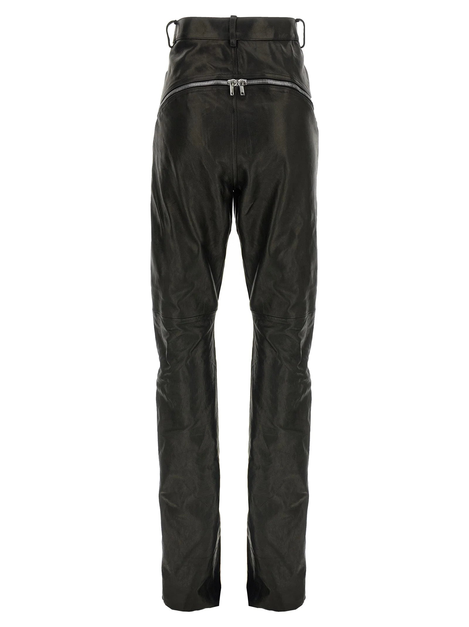 Rick Owens Black Leather Pants - 25