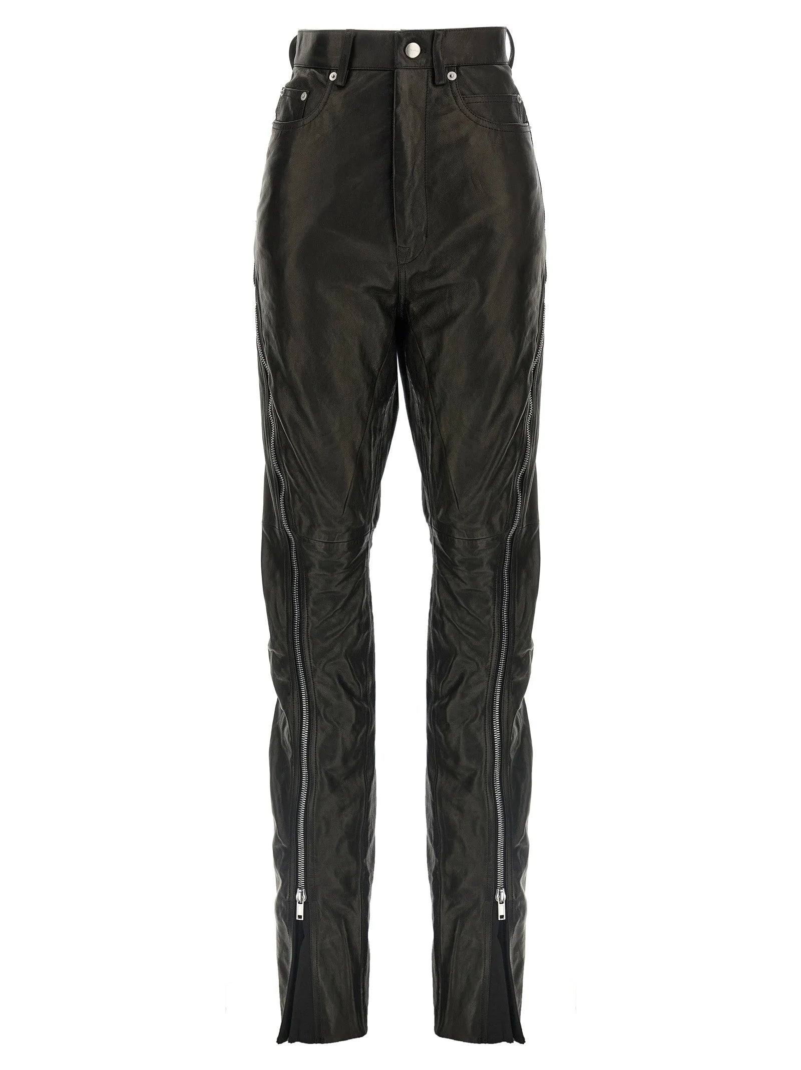 Rick Owens Black Leather Pants - 25