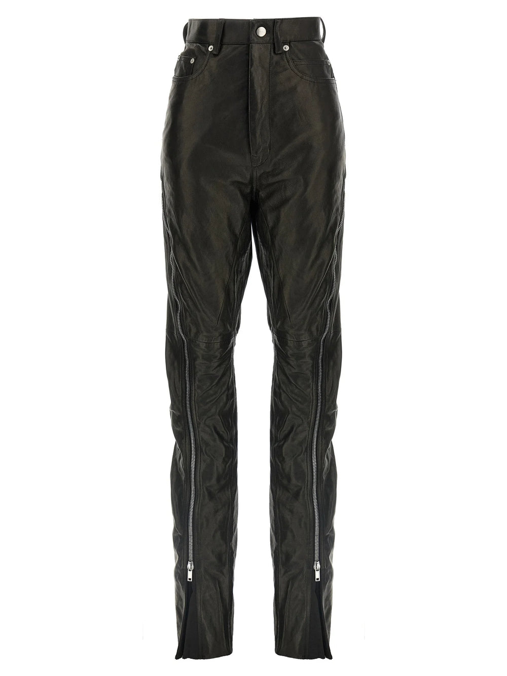 Rick Owens Black Leather Pants - 25