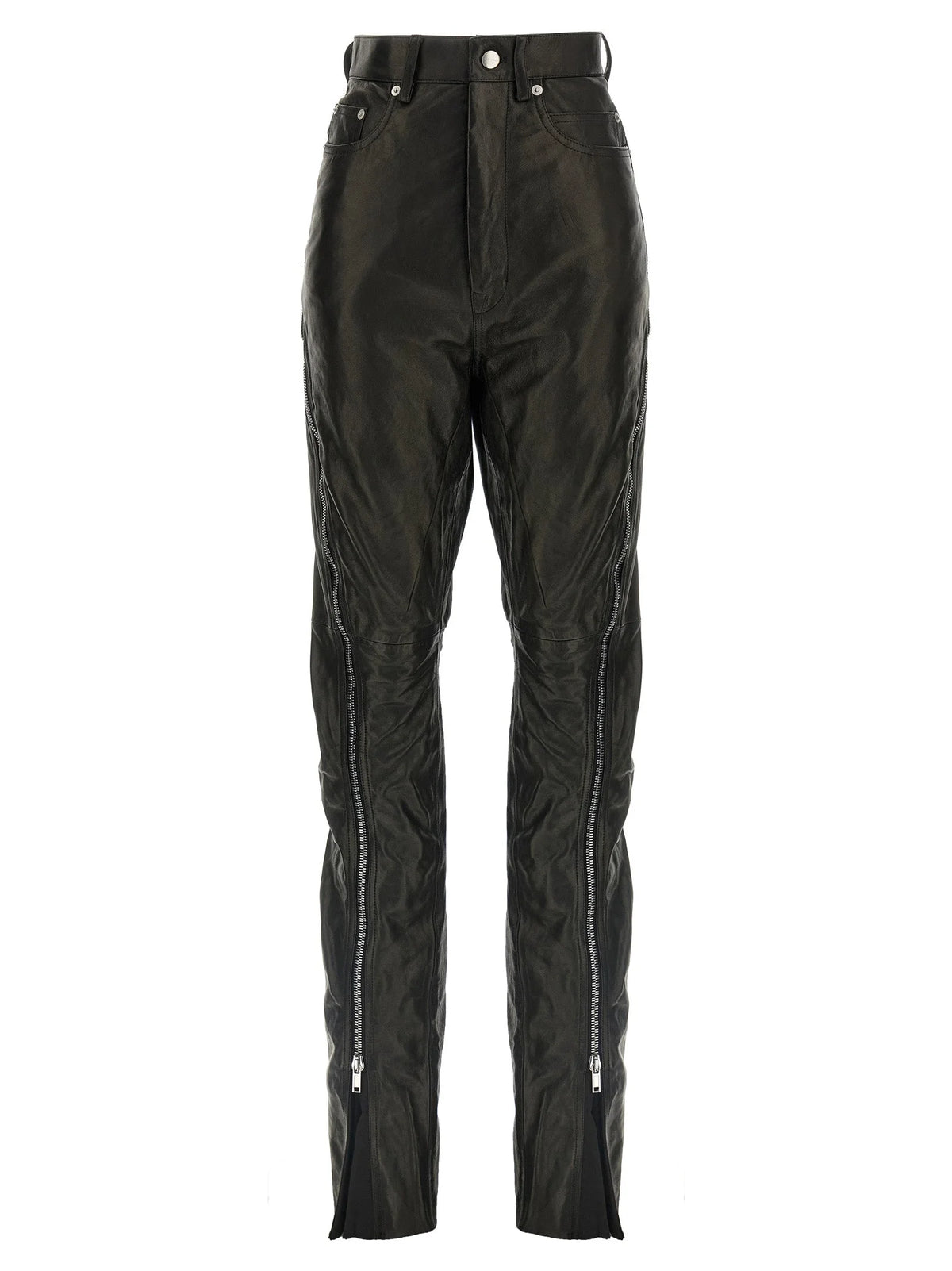 Rick Owens Black Leather Pants - 25