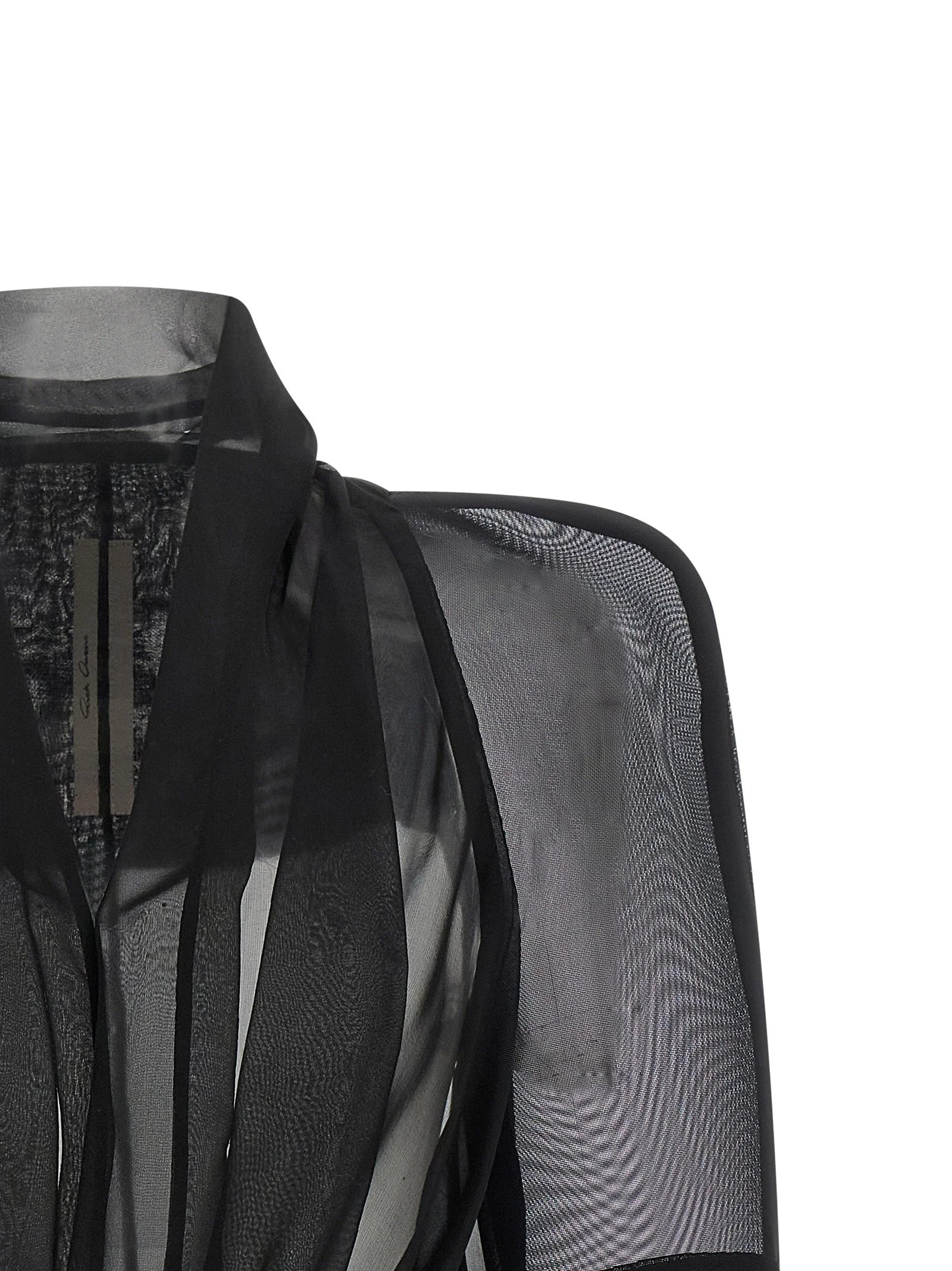 Rick Owens Black Silk Full-Length Jacket