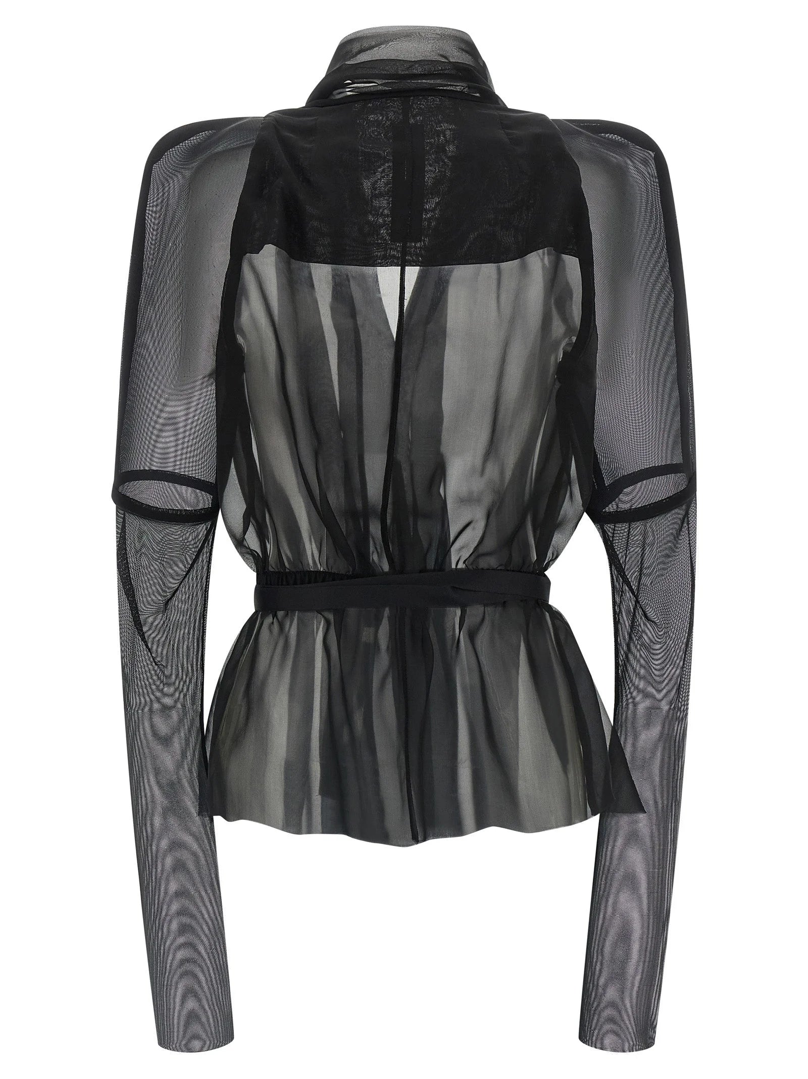 Rick Owens Black Silk Full-Length Jacket