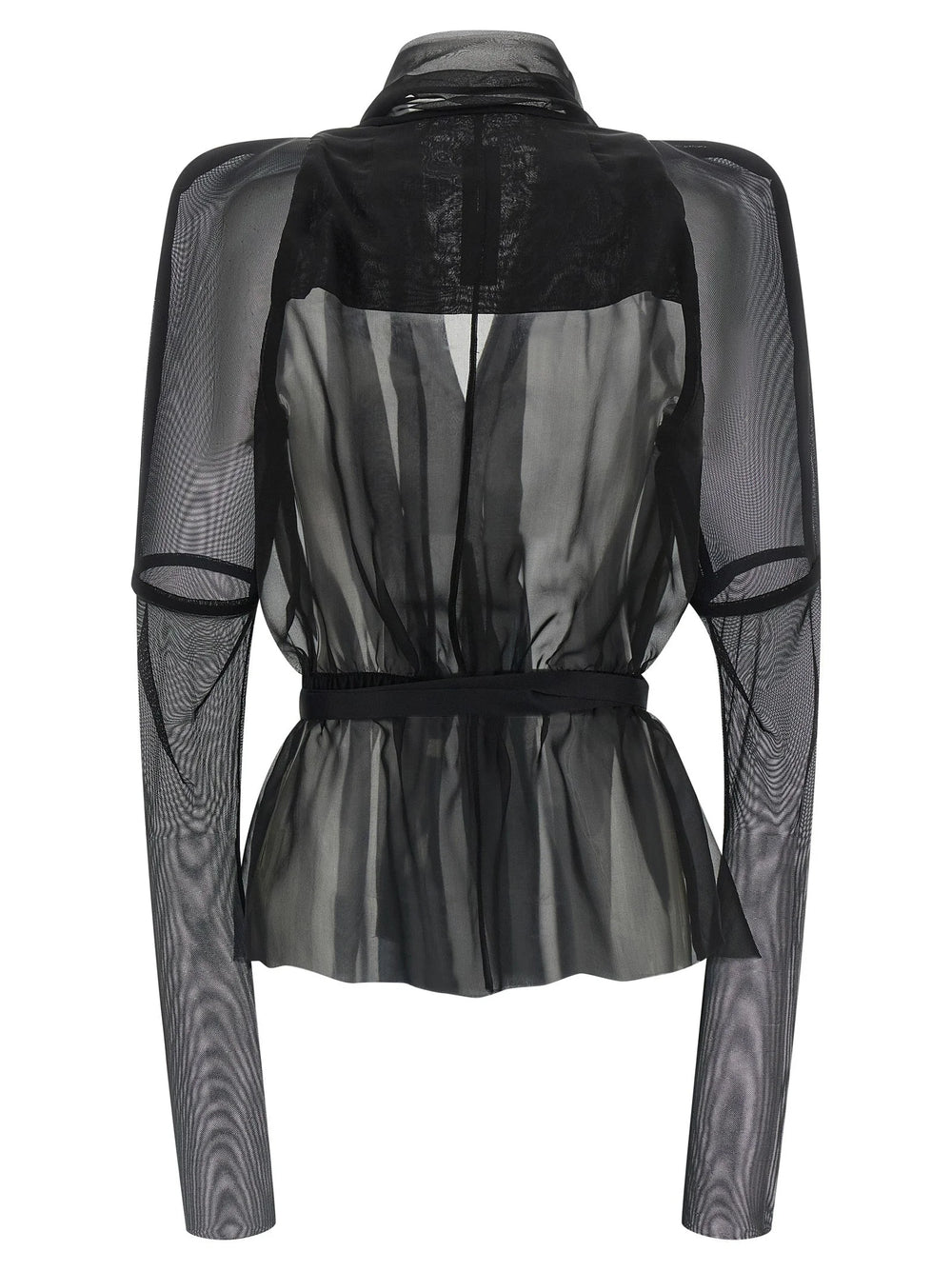 Rick Owens Black Silk Full-Length Jacket
