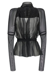 Rick Owens Black Silk Full-Length Jacket
