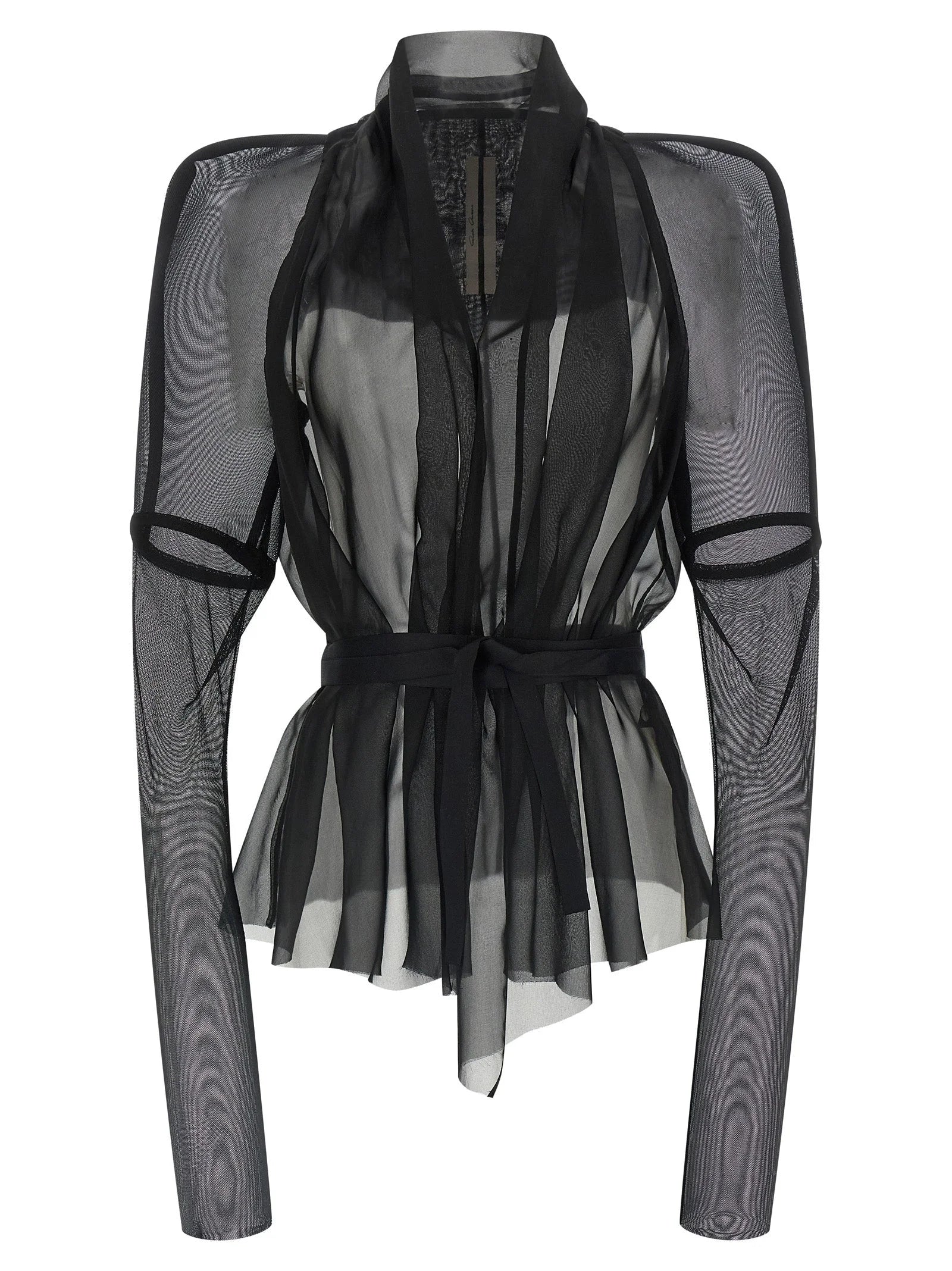 Rick Owens Black Silk Full-Length Jacket