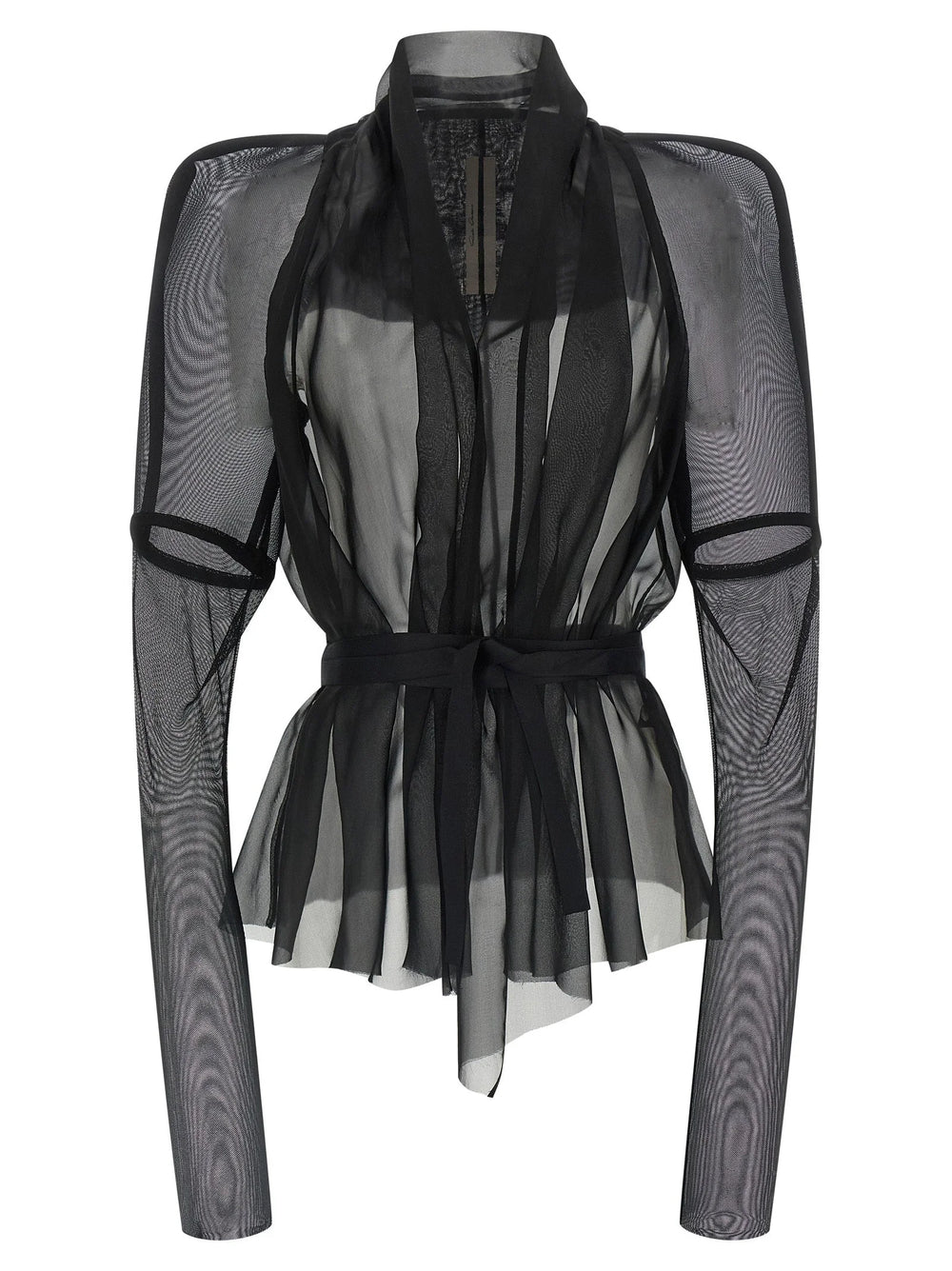 Rick Owens Black Silk Full-Length Jacket