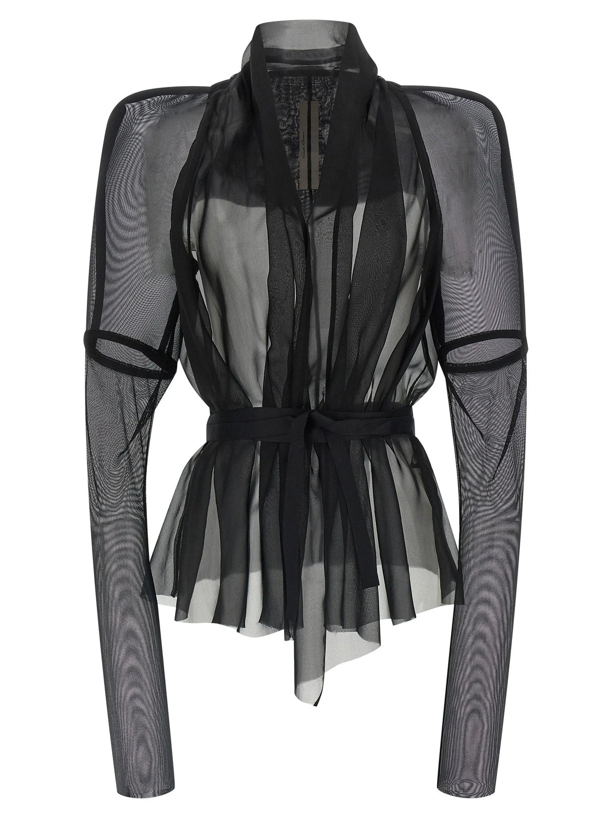 Rick Owens Black Silk Full-Length Jacket