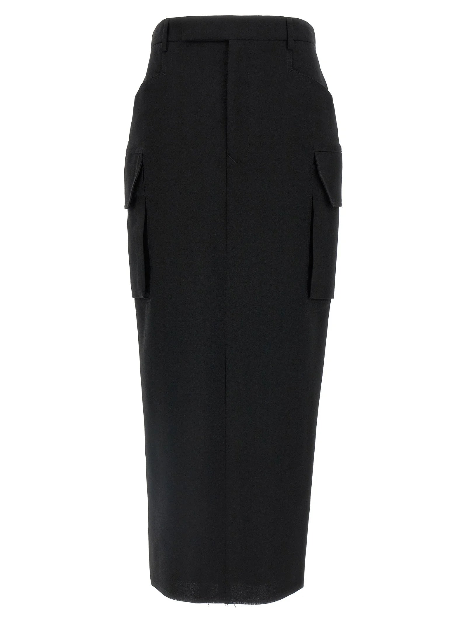 Rick Owens Black Wool Midi Skirt