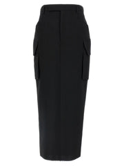 Rick Owens Black Wool Midi Skirt
