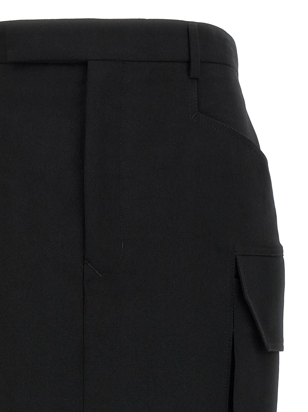 Rick Owens Black Wool Midi Skirt