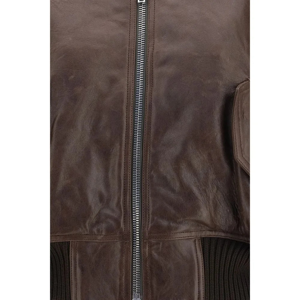 Rick Owens Brown Calf Leather Bos Taurus Bomber - IT40 | M