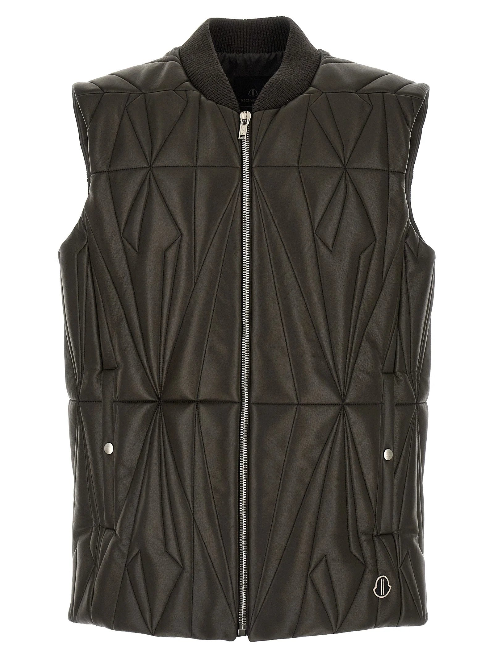 Rick Owens Brown Lamb Leather Sleeveless Jacket