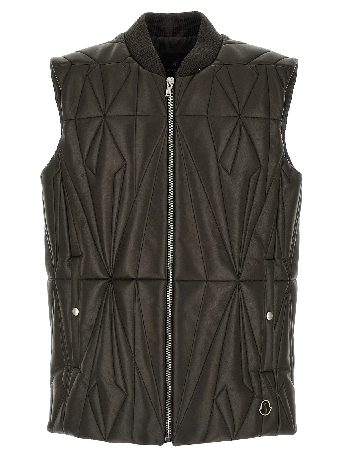 Rick Owens Brown Lamb Leather Sleeveless Jacket