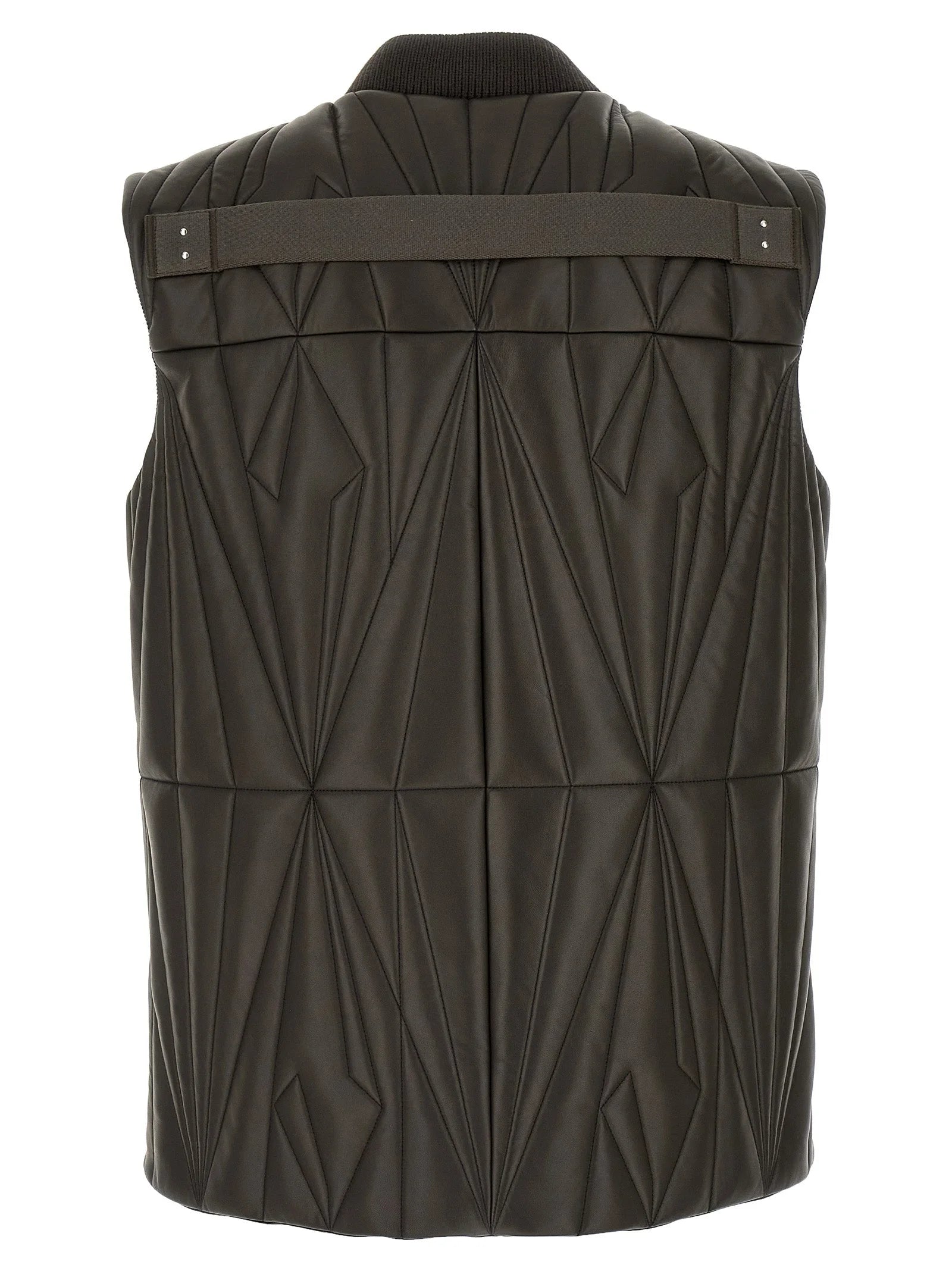 Rick Owens Brown Lamb Leather Sleeveless Jacket