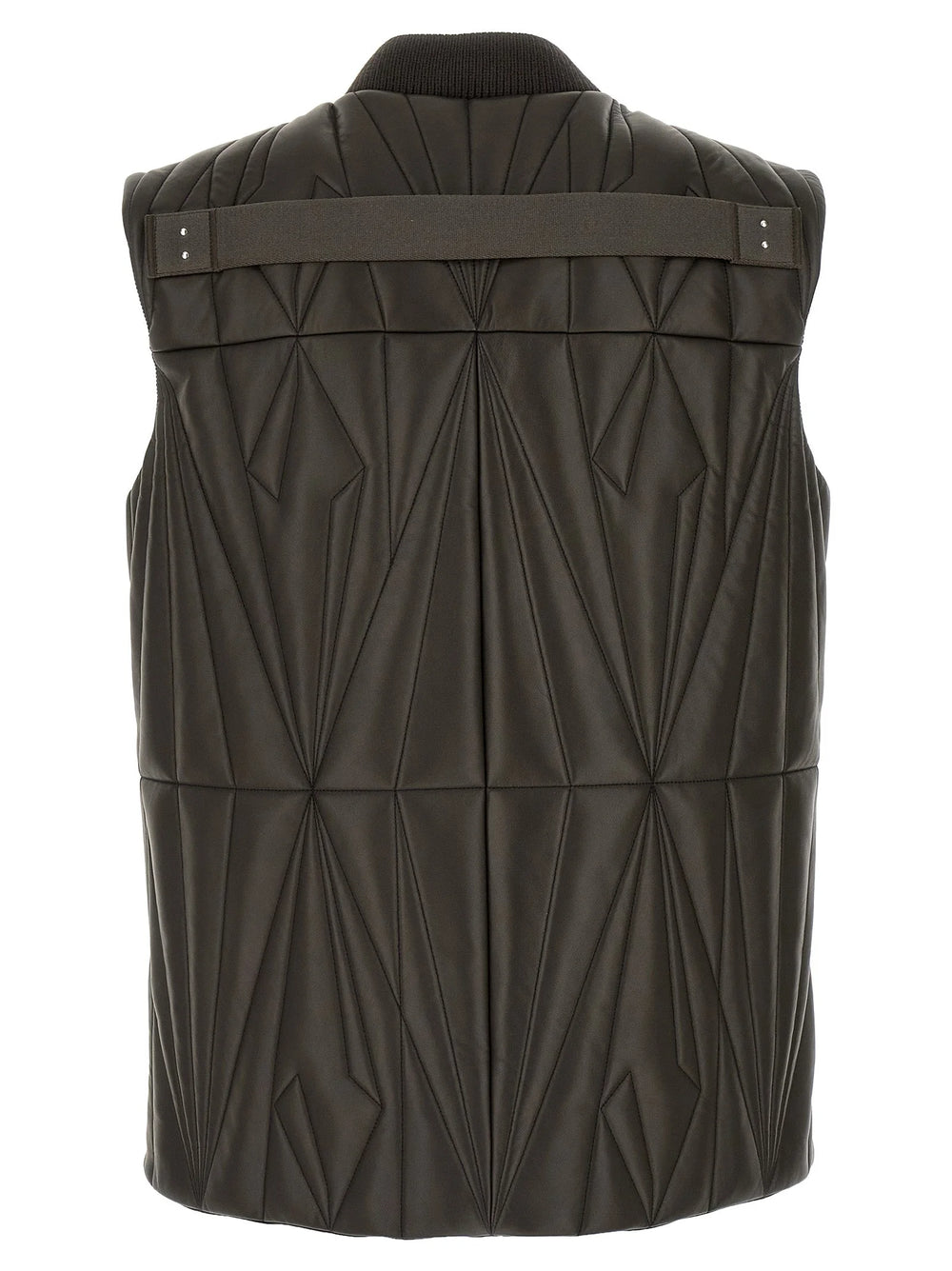 Rick Owens Brown Lamb Leather Sleeveless Jacket