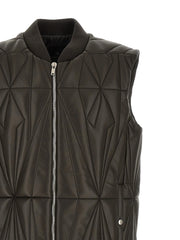 Rick Owens Brown Lamb Leather Sleeveless Jacket