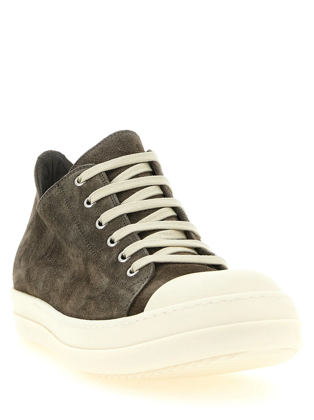 Rick Owens Gray Calfskin Low Top Sneakers - EU45/US12
