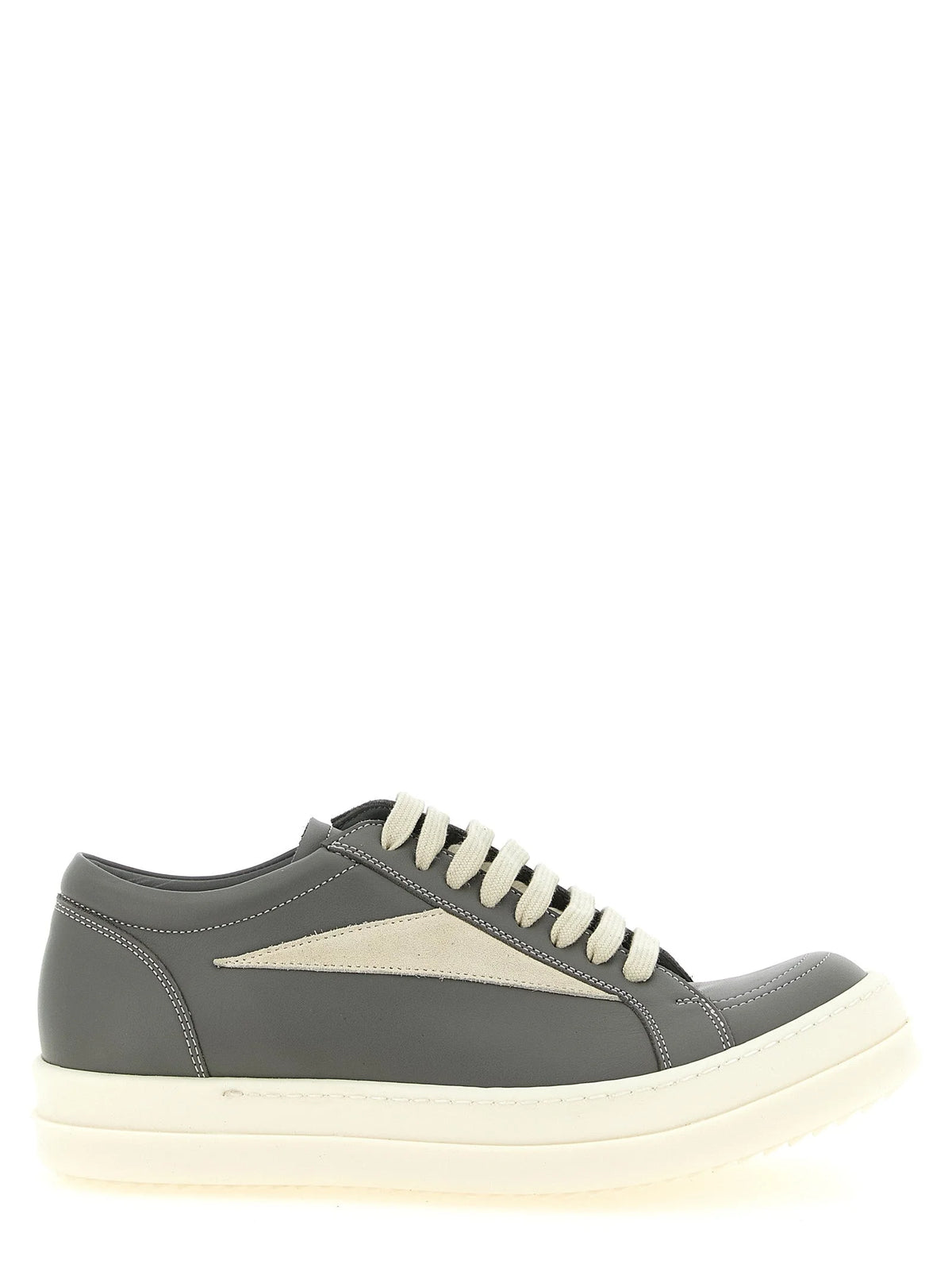 Rick Owens Gray Cowhide Low Top Sneakers