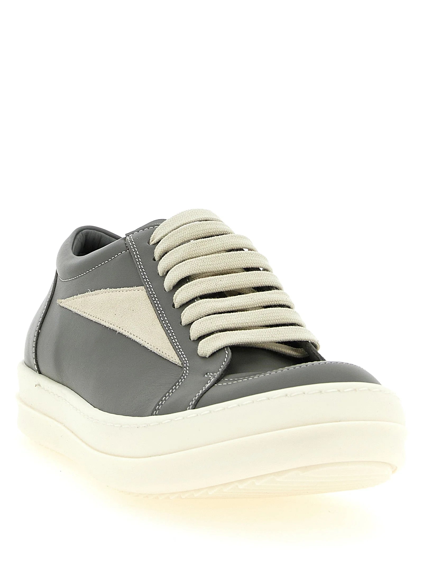Rick Owens Gray Cowhide Low Top Sneakers