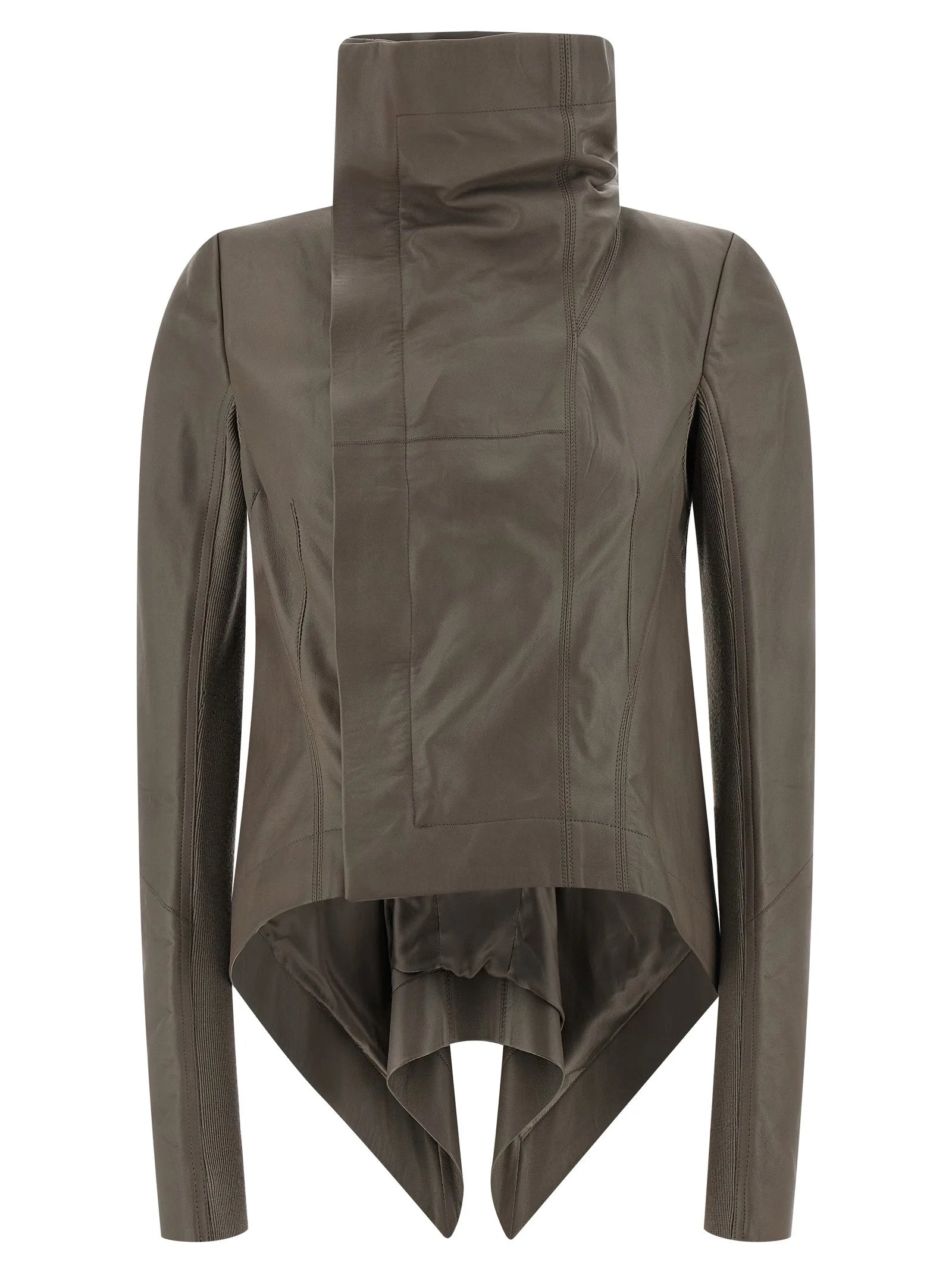 Rick Owens Gray Lamb Leather Leather Jacket
