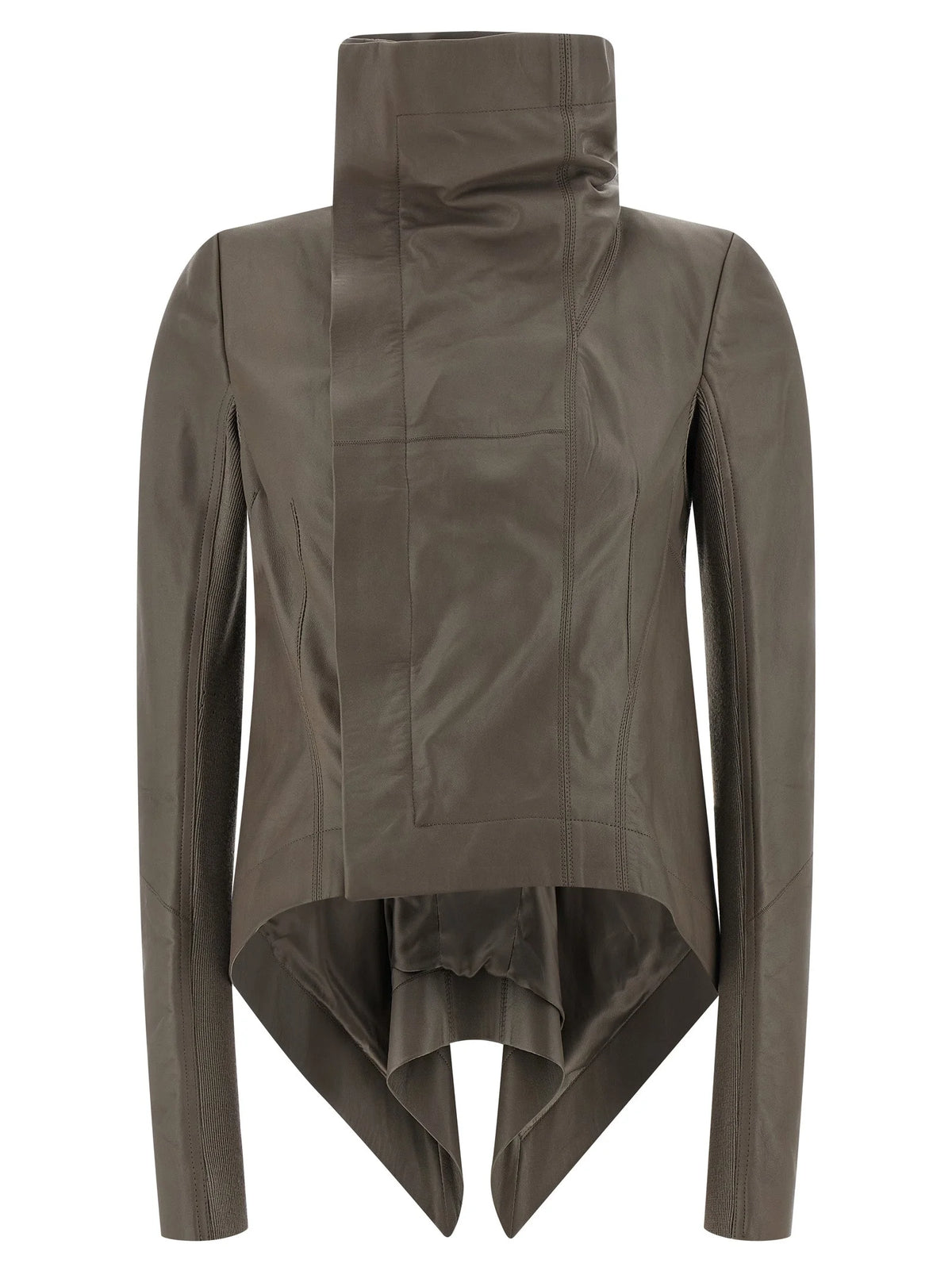 Rick Owens Gray Lamb Leather Leather Jacket