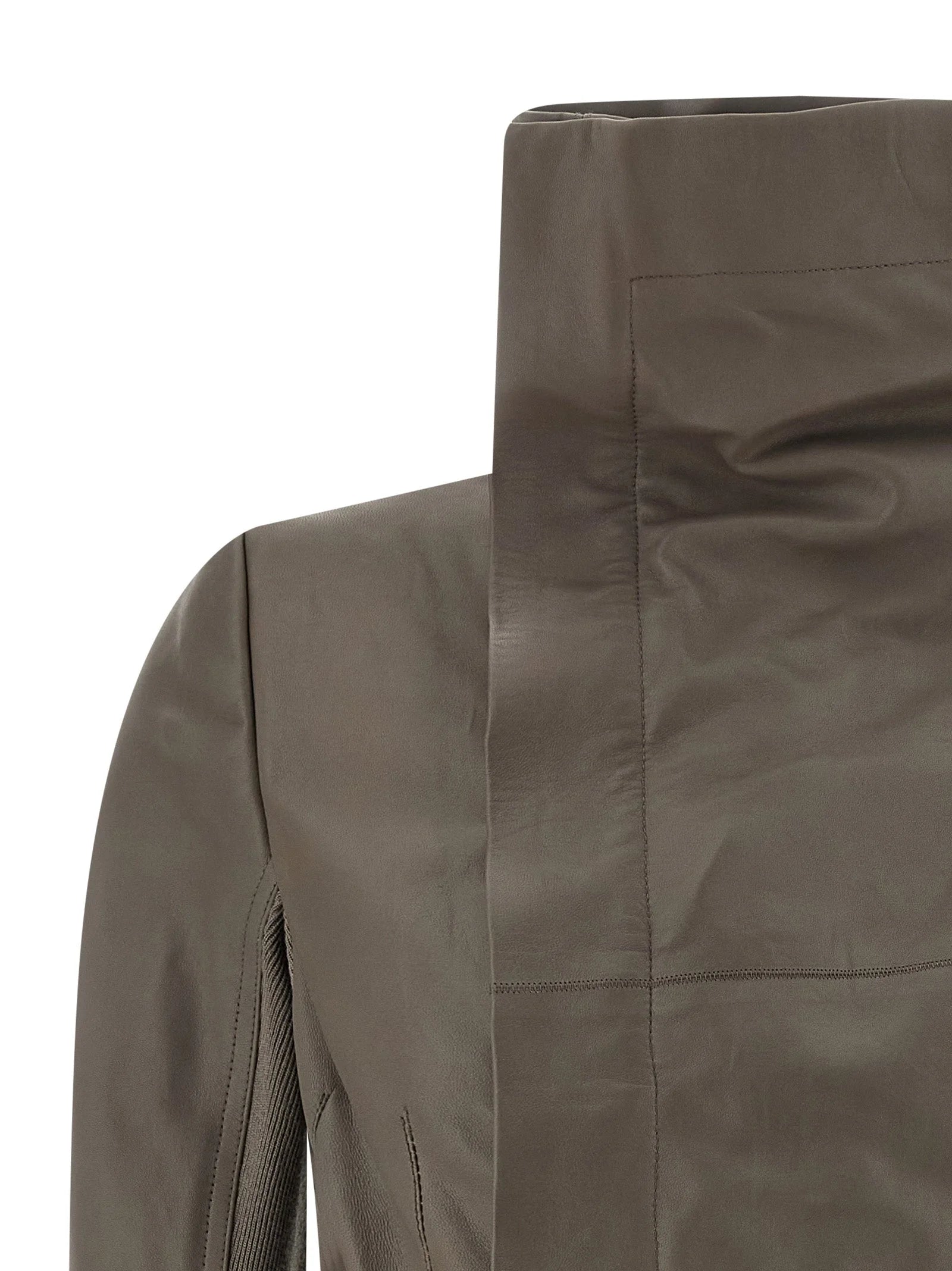 Rick Owens Gray Lamb Leather Leather Jacket