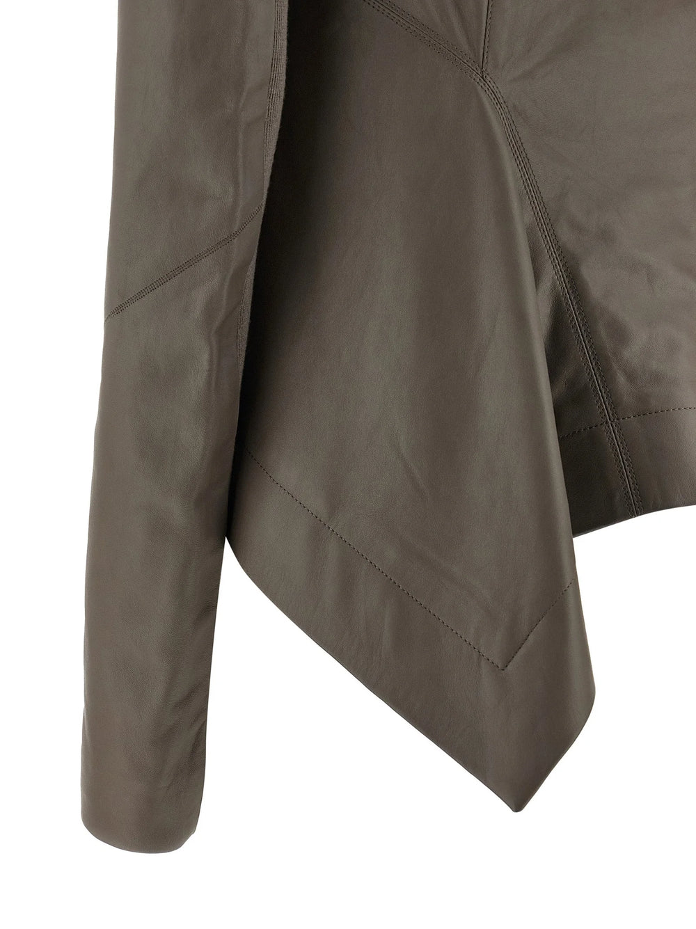 Rick Owens Gray Lamb Leather Leather Jacket