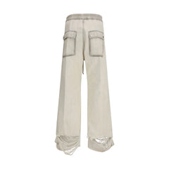 Rick Owens White Cotton Casual Pants