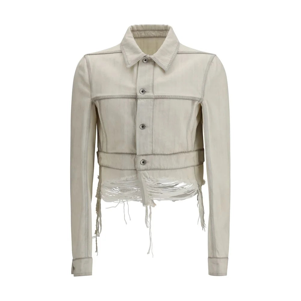 Rick Owens White Cotton Denim Jacket