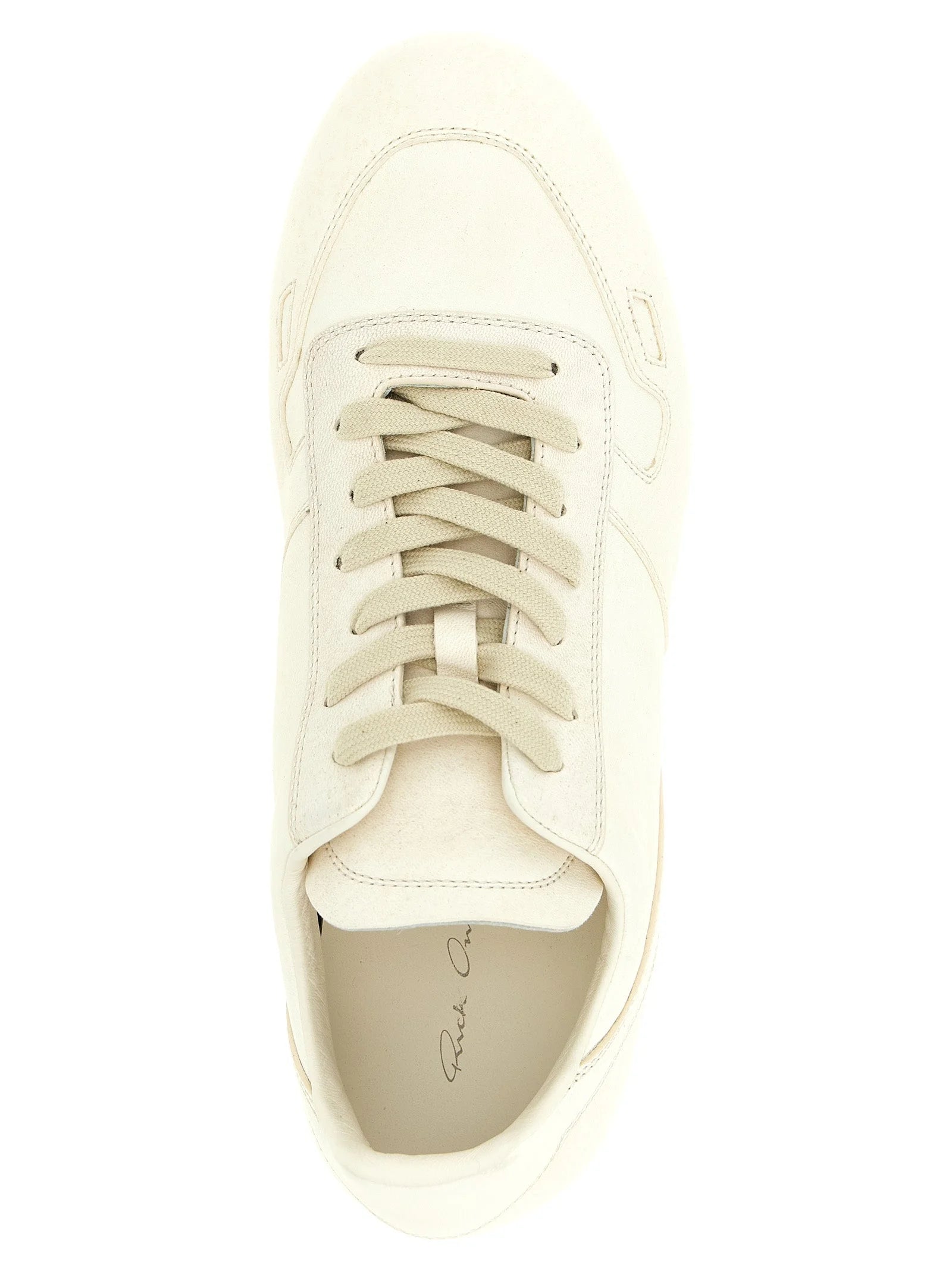 Rick Owens White Lamb Leather Low Top Sneakers