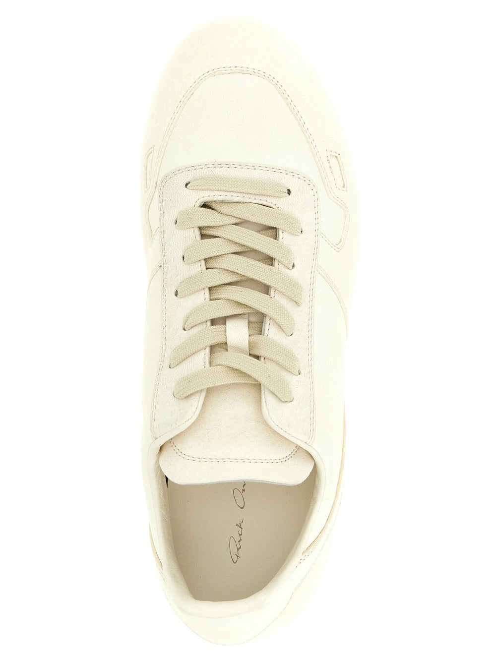 Rick Owens White Lamb Leather Low Top Sneakers