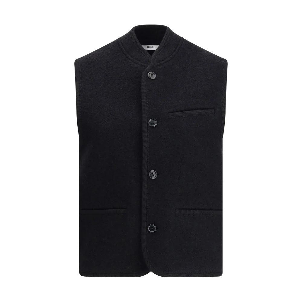 RIER Black Fleece Wool Sleveless Jacket