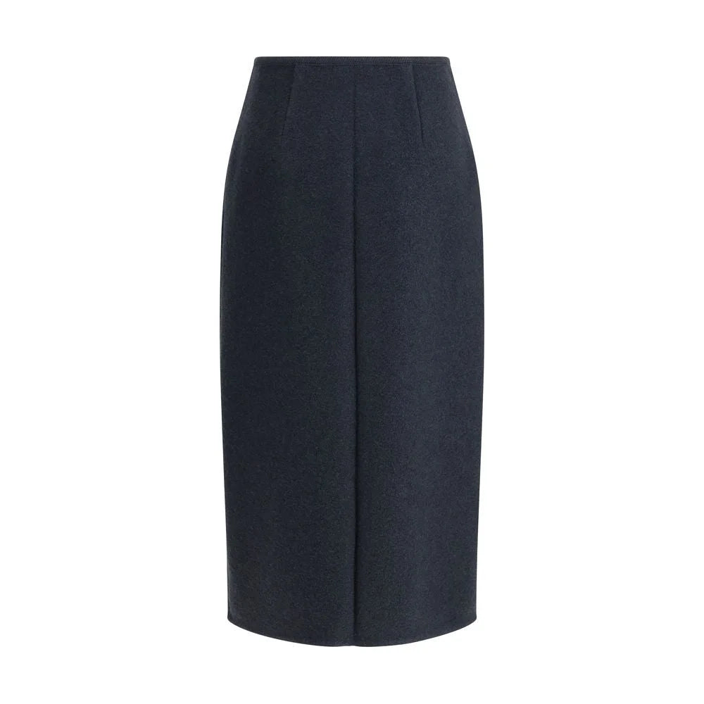 RIER Blue Fleece Wool Midi Skirt