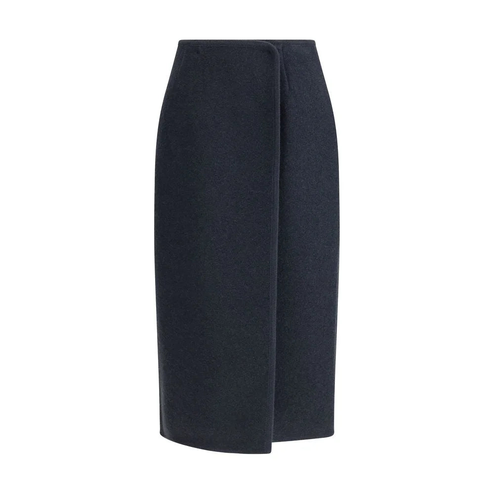 RIER Blue Fleece Wool Midi Skirt
