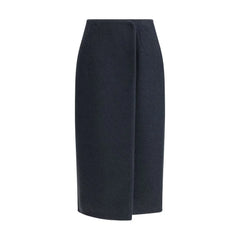 RIER Blue Fleece Wool Midi Skirt