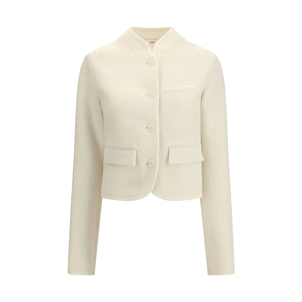 RIER White Fleece Wool Coat
