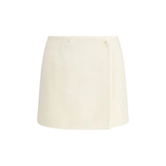 RIER White Fleece Wool Mini Skirt - M