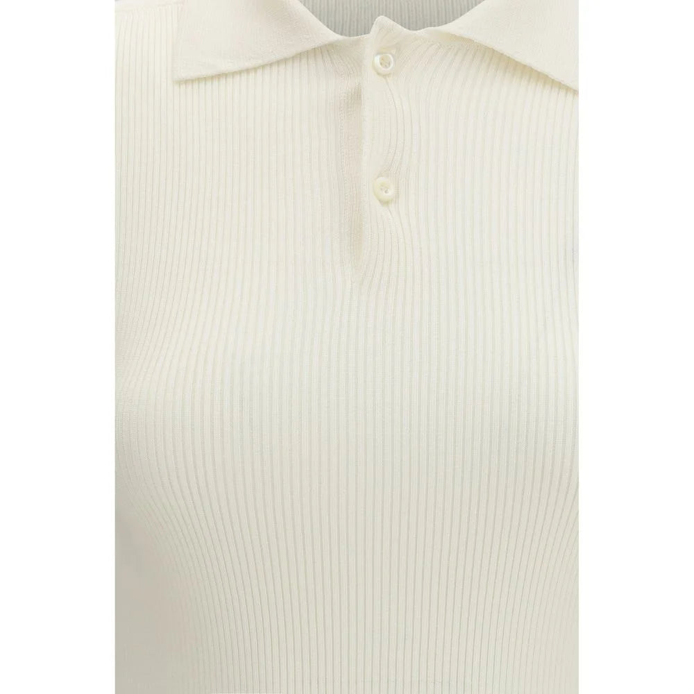 RIER White Silk Polo Shirt