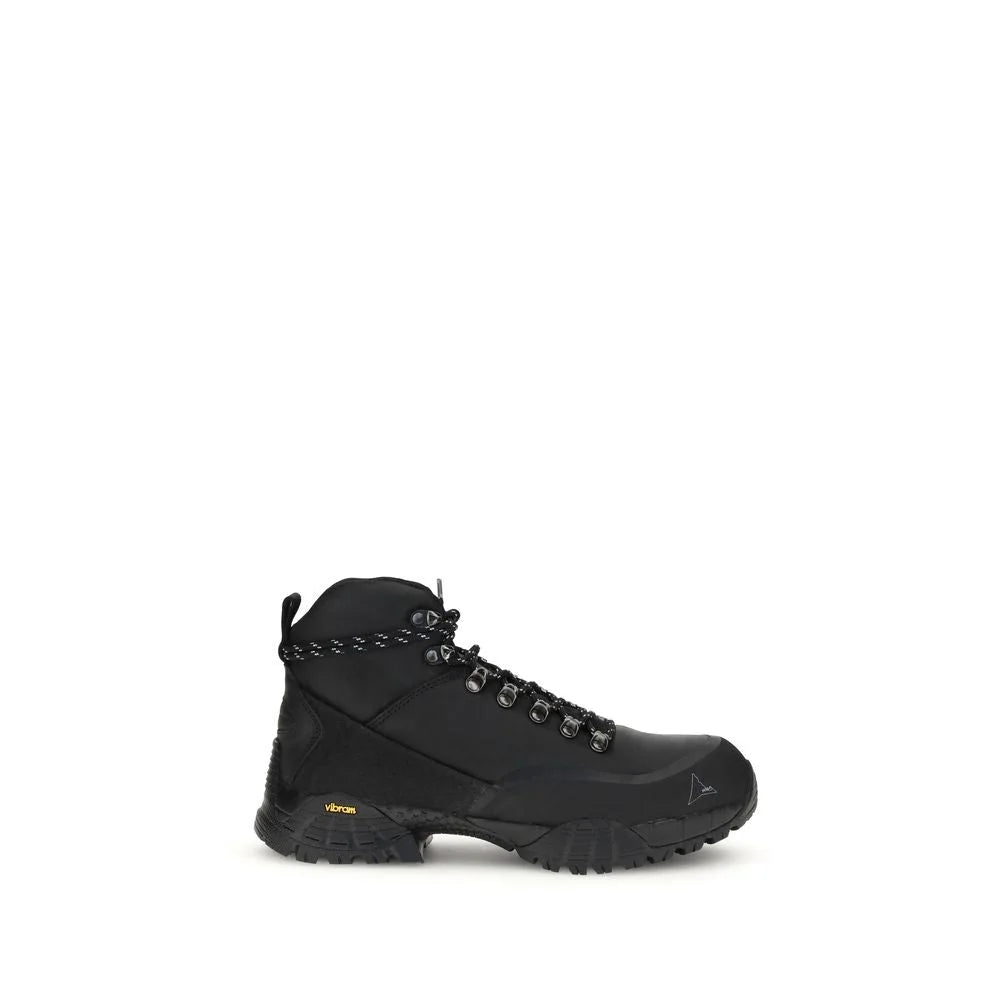 ROA Black Rubber Lace-Up Boots