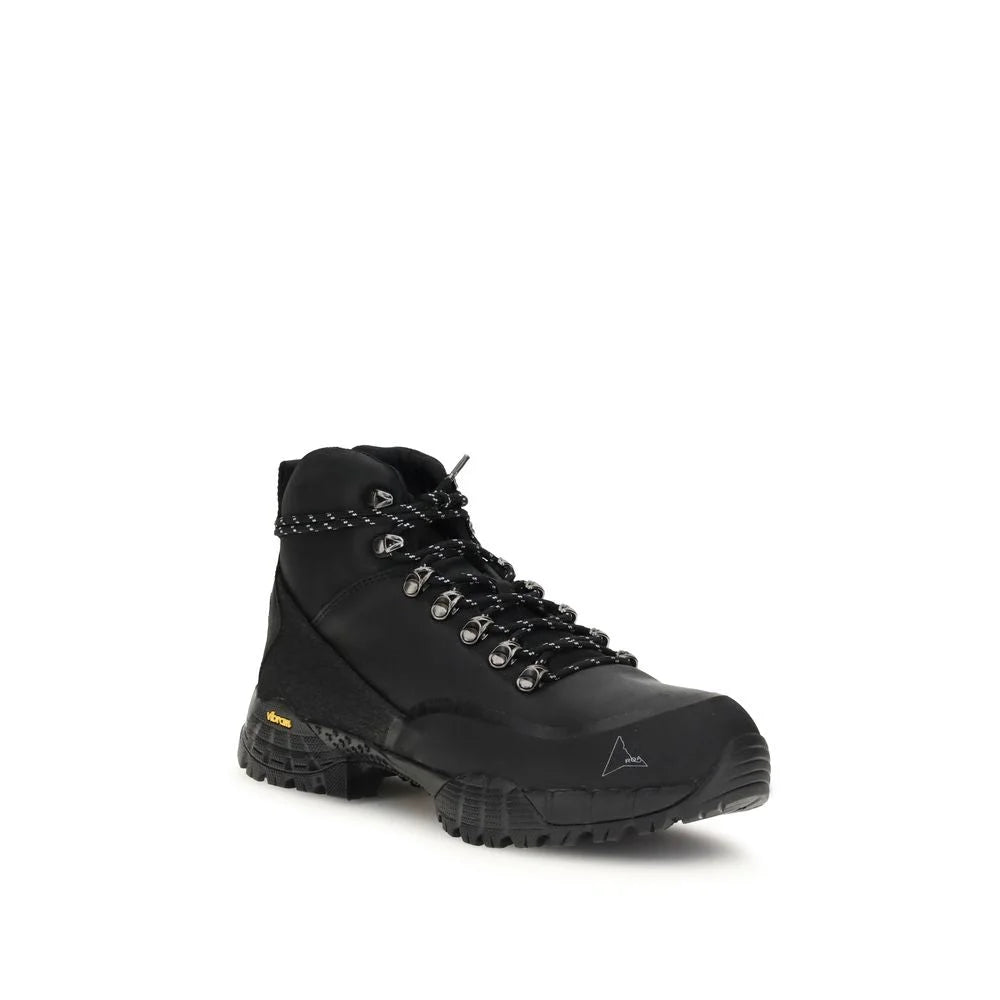 ROA Black Rubber Lace-Up Boots