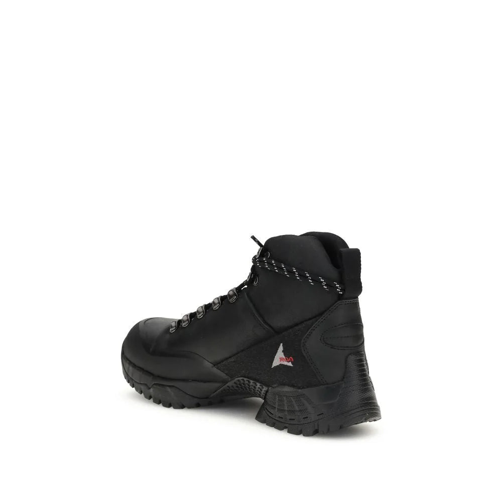 ROA Black Rubber Lace-Up Boots
