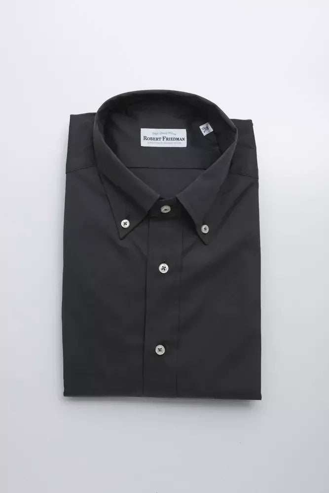 Robert Friedman Gray Cotton Men Shirt - Shirts