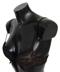 Roberto Cavalli Black Leopard Nylon Push Up Bra Underwear - IT1 | XS