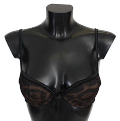 Roberto Cavalli Black Leopard Nylon Push Up Bra Underwear - IT1 | XS - Bras
