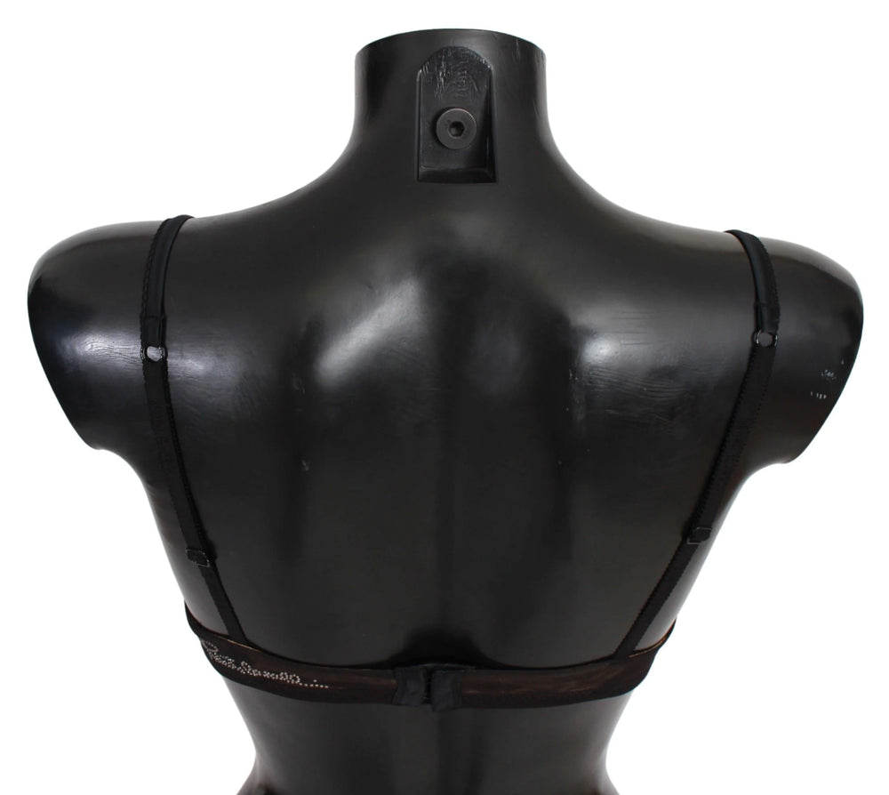 Roberto Cavalli Black Leopard Nylon Push Up Bra Underwear - IT1 | XS - Bras