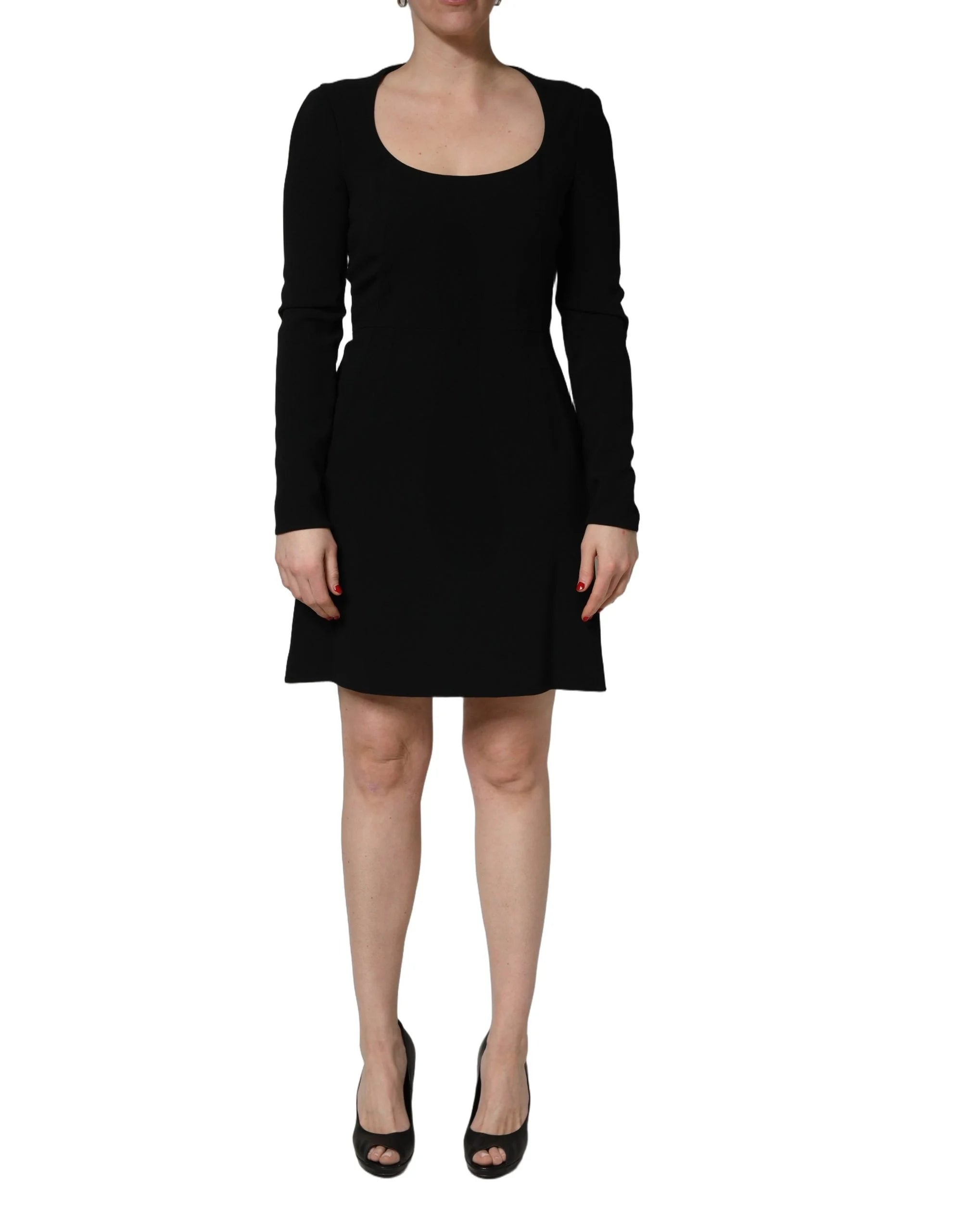 Vestido mini con escote en forma de pala de manga larga negra Roberto Cavalli - IT44 | L