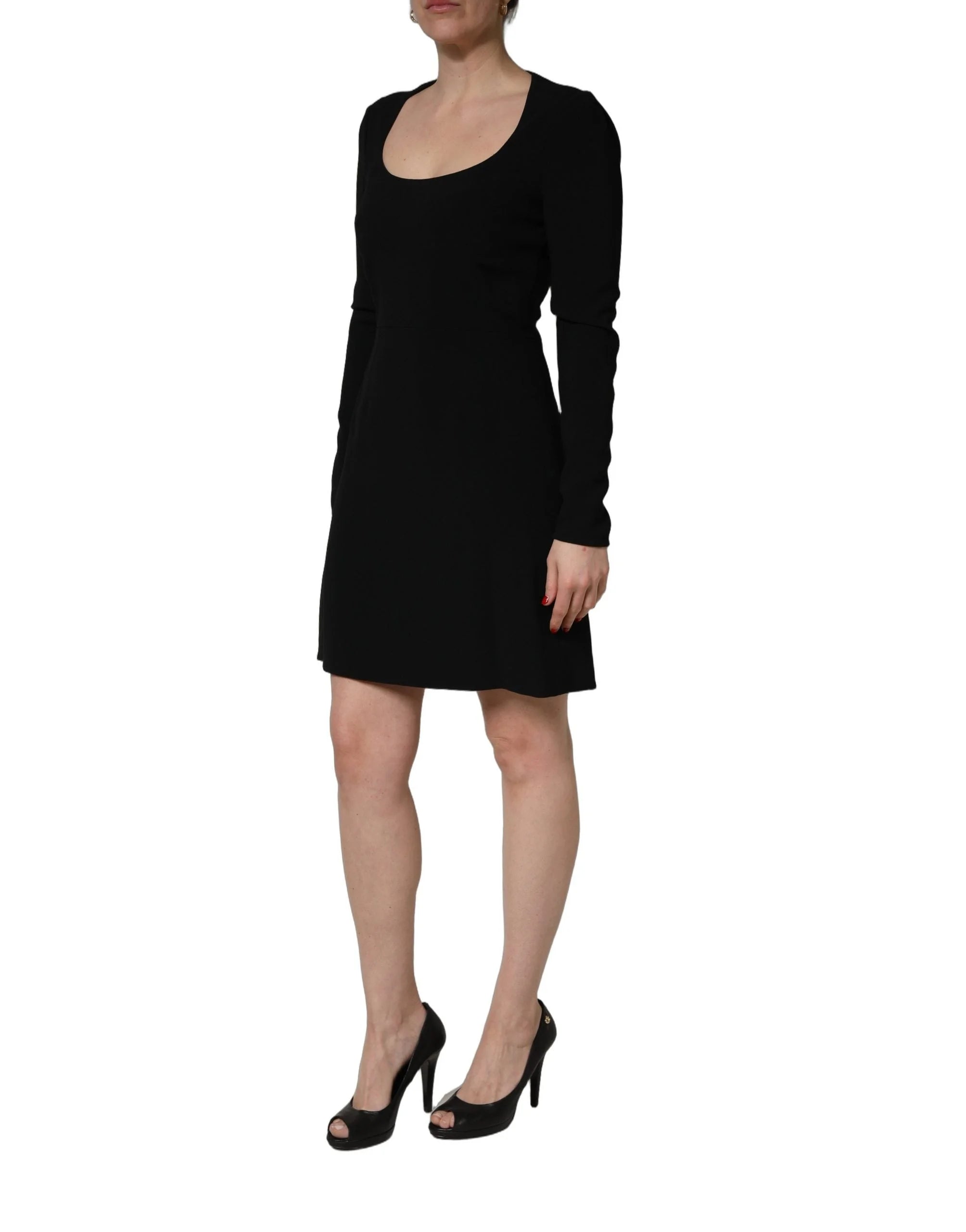 Vestido mini con escote en forma de pala de manga larga negra Roberto Cavalli - IT44 | L