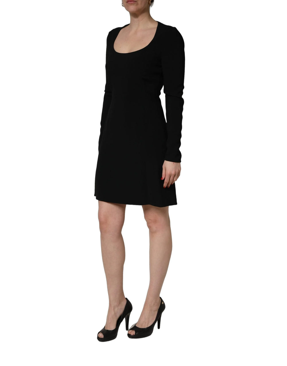 Vestido mini con escote en forma de pala de manga larga negra Roberto Cavalli - IT44 | L